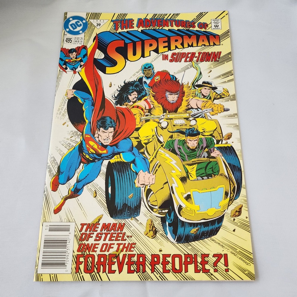 Adventures of Superman 495 DC Comic Book Man of Steel Forever People FN B&B OG